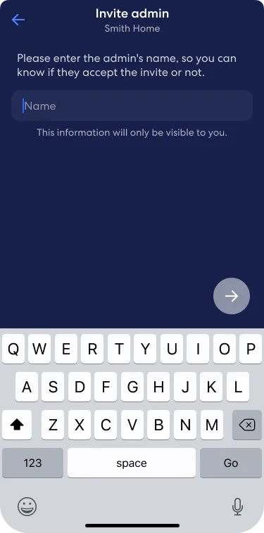 Invite admin screen