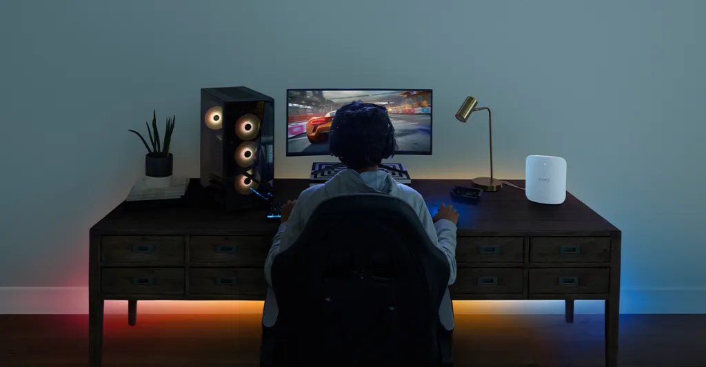 Gamer at computer