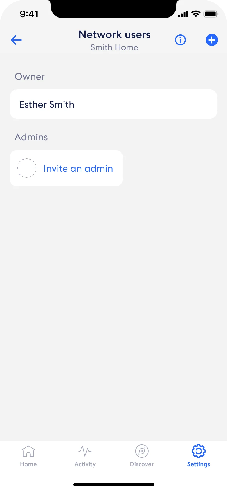 Head to Settings in your eero app and tap on Network users.