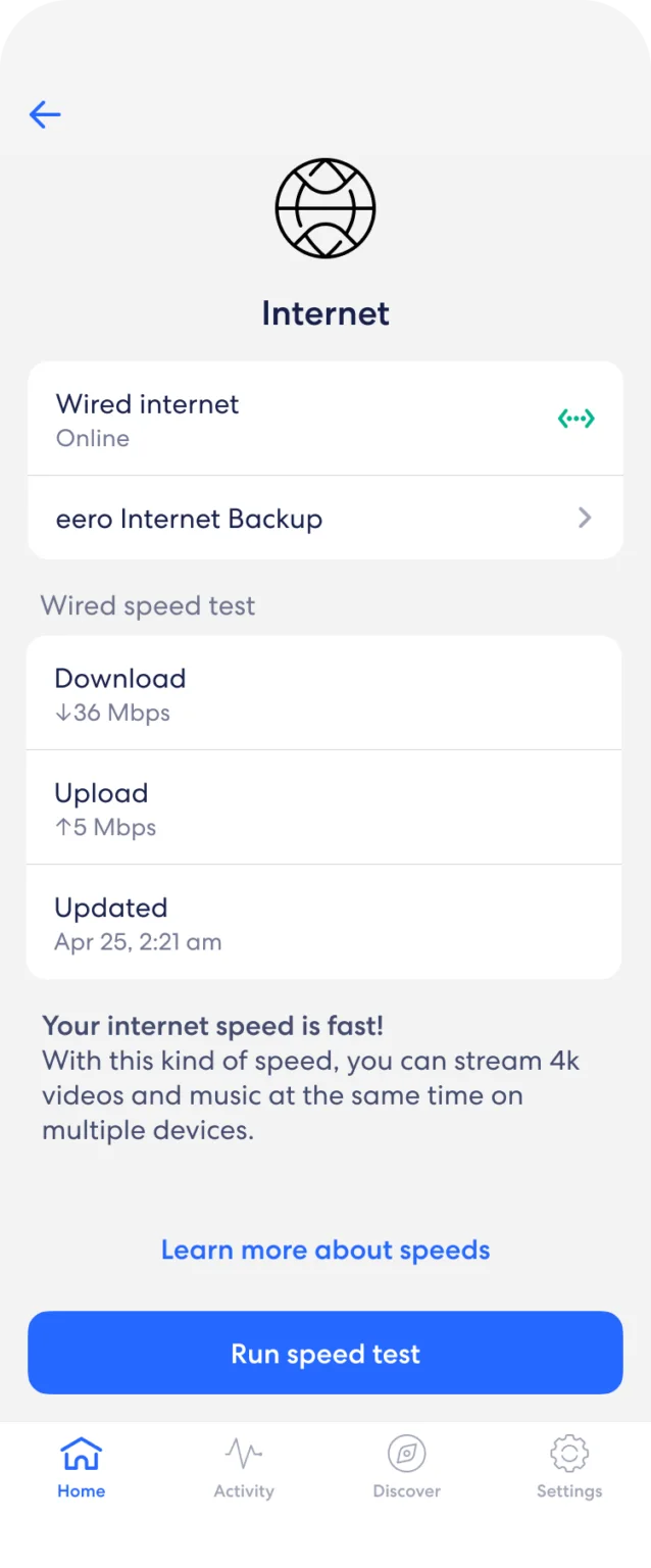 Settings screen
