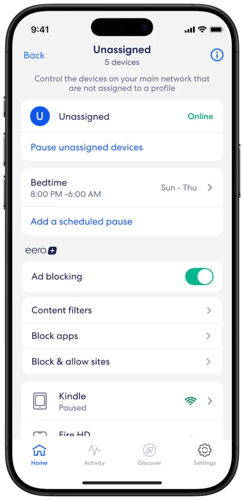 eero app security features