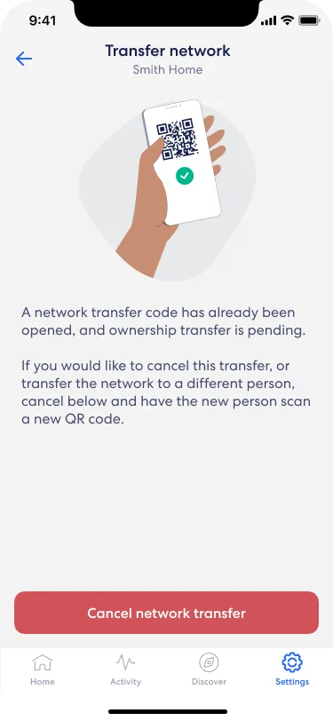Cancel Network Transfer screen
