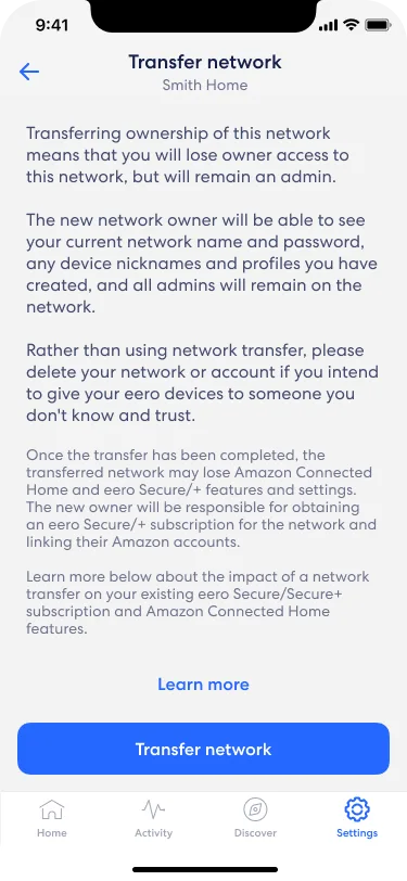 Read and confirm transfer screen
